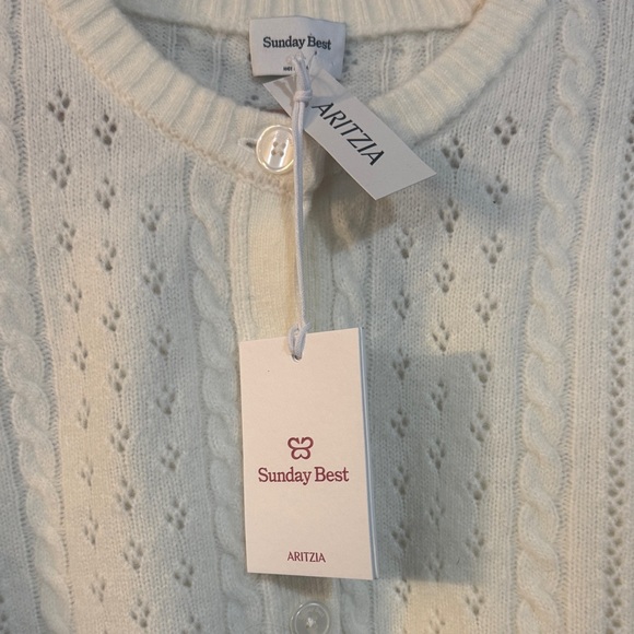 Aritzia Ivory Cable Knit Cardigan - Picture 2 of 3